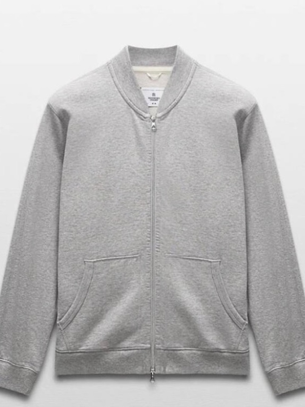 Reigning Champ Light Gray Full-Zip Bomber Sweater midweight
